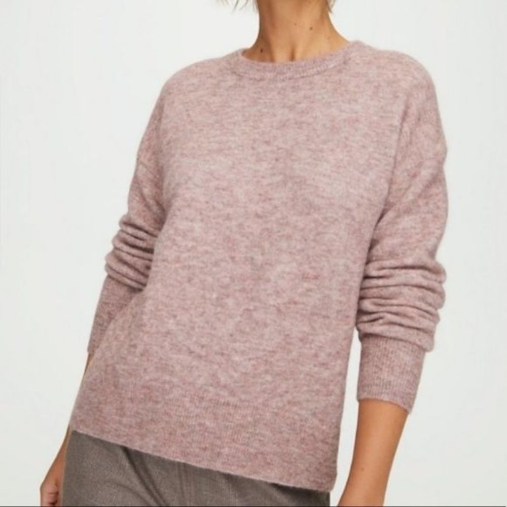 XS BABATON Thurlow Merino Wool Blend Crewneck Sweater in Pink/Dusty Rose Heather